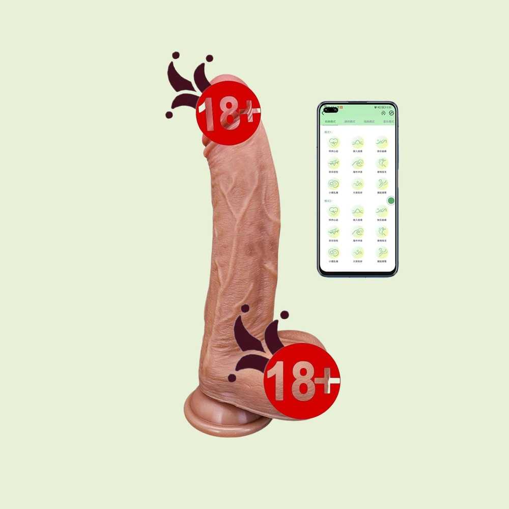 Telefon Kontrollü Hareketli Gerçekçi Dildo Vibratör Esmer (1)
