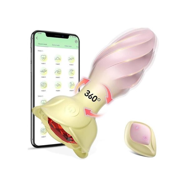 “akıllı uygulama kontrollü çiçek tasarımlı 360 derece döner vibratör, modern tasarımlı özel yaşam ürünü”