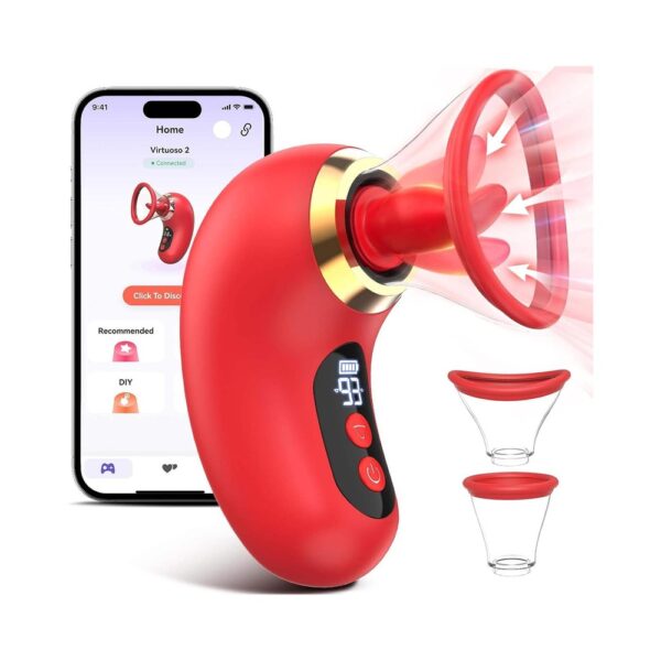 app kontrollü emişli dijital ekranlı dilli vibratör, modern tasarımlı özel yaşam ürünü