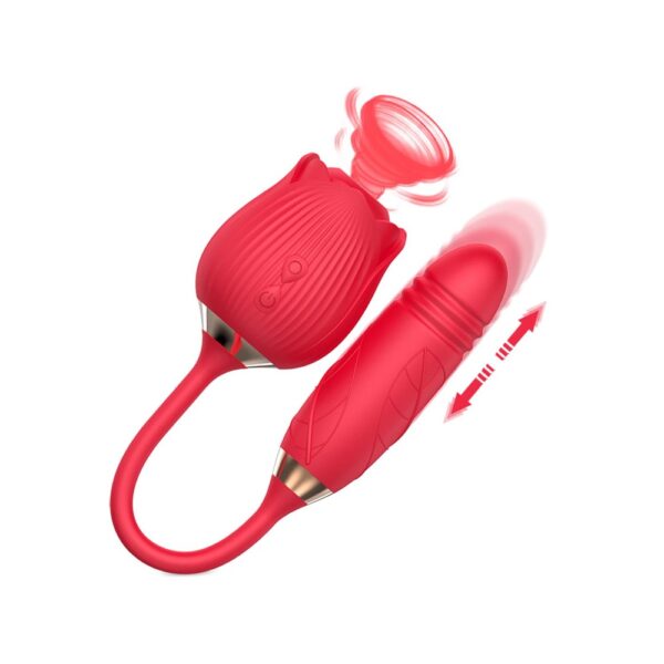 gül tasarımlı çift fonksiyonlu vibratör, 10 emme ve 10 titreşim modlu, su geçirmez manyetik şarjlı premium özel yaşam ürünü