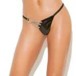 Zincir detaylı siyah fantazi tanga modeli, deri görünümlü seksi iç giyim tasarımı