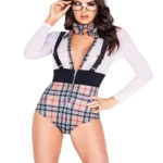 Ekose desenli şık ve feminen fantezi kostüm modeli