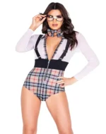 Ekose desenli şık ve feminen fantezi kostüm modeli