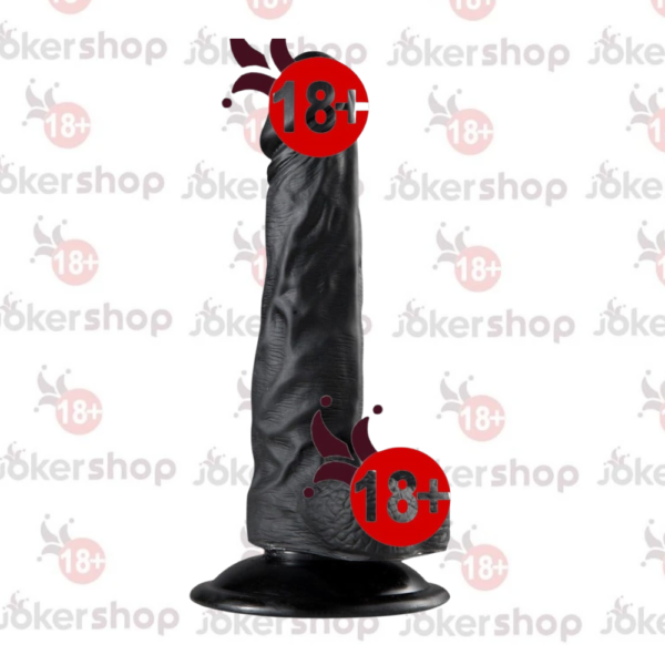 19,5 cm uzunlukta vantuz tabanlı siyah realistik dildo ürünü