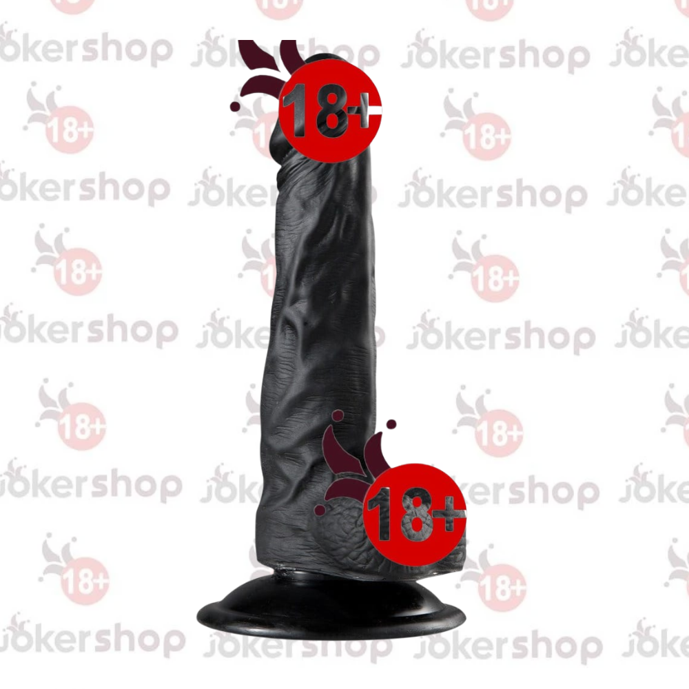19,5 cm uzunlukta vantuz tabanlı siyah realistik dildo ürünü