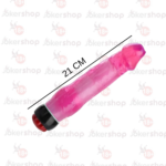 21 cm jel doku vibratör pembe renkli, esnek gövdeli, gerçekçi tasarımlı titreşimli masaj vibratörü.