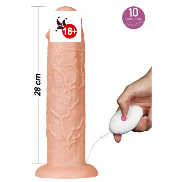 28 cm 10 Titreşim Modlu Realistik Silikon Dildo Kumandalı Vakum Tabanlı
