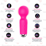 Şarjlı vibratör 11 cm pembe renkli, USB şarjlı, güçlü titreşimli, ergonomik tasarıma sahip su geçirmez masaj vibratörü.