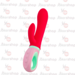 19 cm klitoral uyarıcılı kırmızı silikon vibratör
