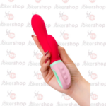 19 cm klitoral uyarıcılı kırmızı silikon vibratör