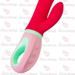 19 cm klitoral uyarıcılı kırmızı silikon vibratör