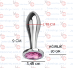 Paslanmaz Çelik Mücevher Anal Plug 9 cm – Şık ve Zarif Tasarım - Görsel 3