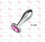 Paslanmaz çelik kalpli mücevher tasarımlı 9 cm orta boy anal plug