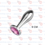 Paslanmaz çelik kalpli mücevher tasarımlı 9 cm orta boy anal plug