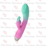Klitoral uyarıcılı G noktası vibratörü nane pembesi 21 cm