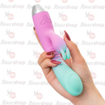 Klitoral uyarıcılı G noktası vibratörü nane pembesi 21 cm