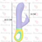 Klitoral uyarıcılı G noktası vibratörü silikon mor 18.5 cm