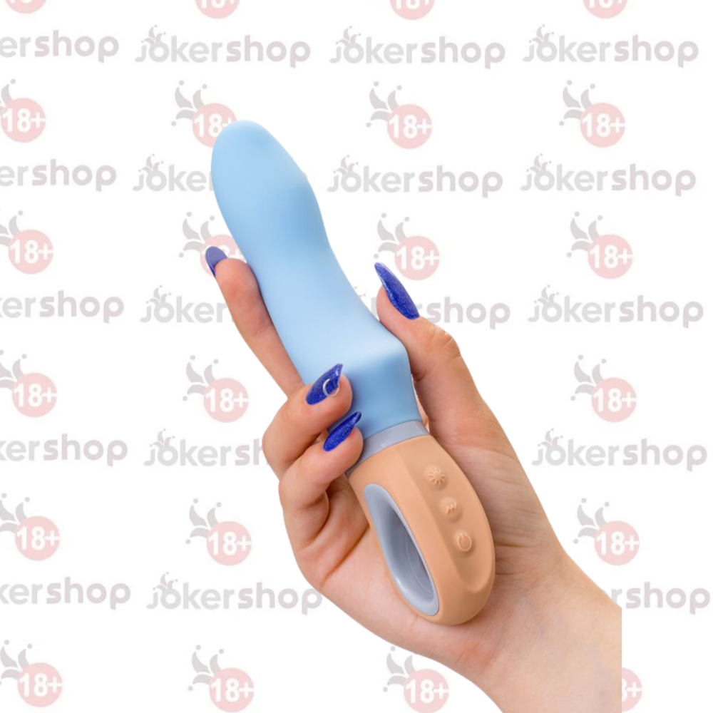 Bluebell Mavi Silikon Titreşimli G-Noktası ve Klitoris Vibratörü- Bluebell mavi ve turuncu renkli silikon titreşimli vibratör